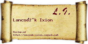 Lancsák Ixion névjegykártya